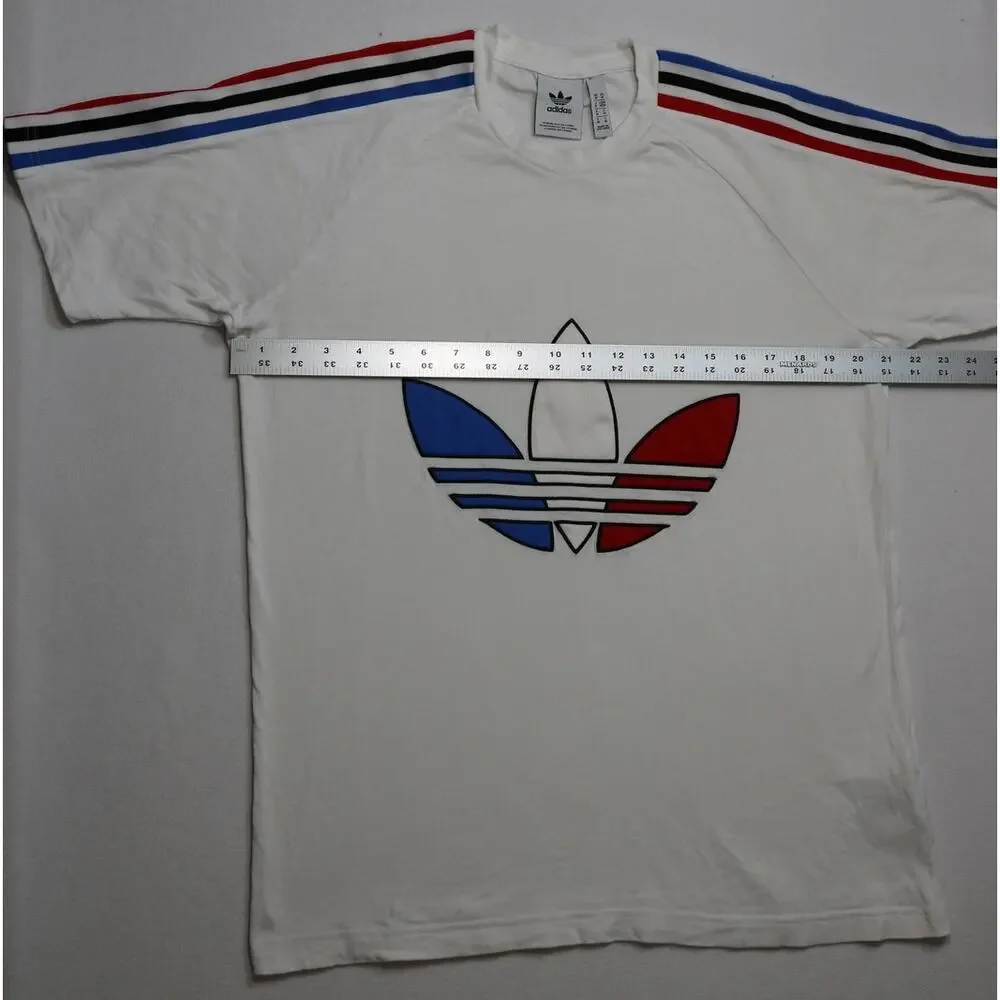 Adidas Originals Tricolor Trefoil Graphic T-Shirt White Men's Size Medium